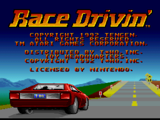 Race Drivin title screen for Super Nintendo